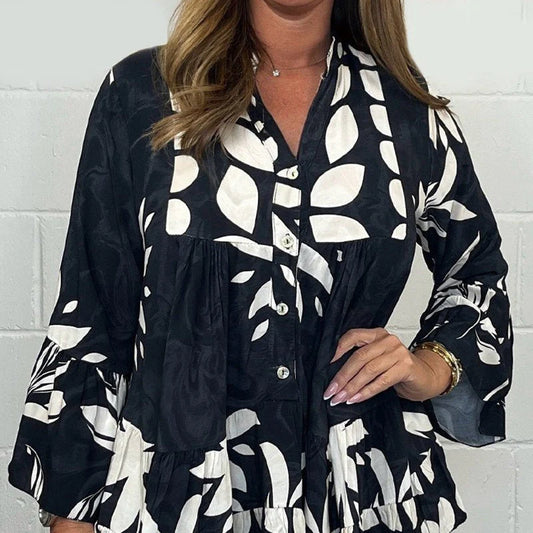 Petra - Blusa con mangas acampanadas y volantes