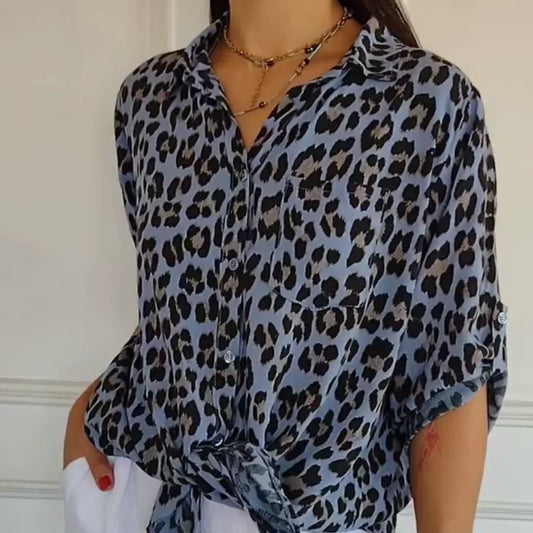 Lirio - Camisa de leopardo con manga ajustable
