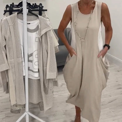 Leire™ | Vestido largo sin mangas con bolsillos y corte relajado