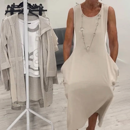 Leire™ | Vestido largo sin mangas con bolsillos y corte relajado