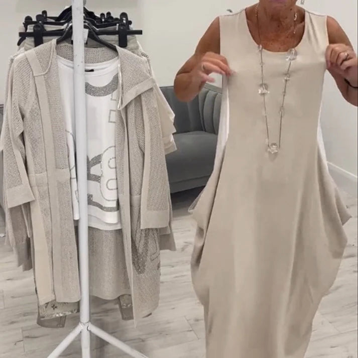 Leire™ | Vestido largo sin mangas con bolsillos y corte relajado