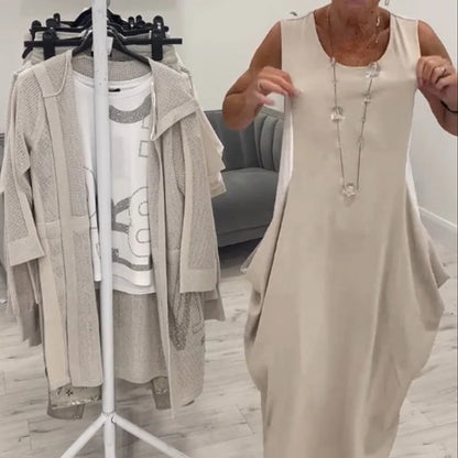 Leire™ | Vestido largo sin mangas con bolsillos y corte relajado