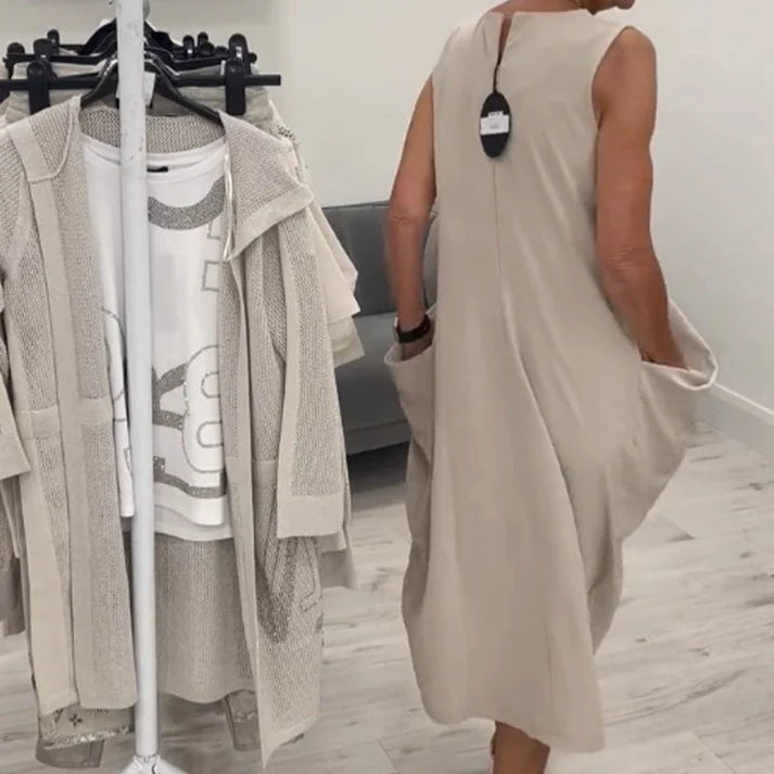 Leire™ | Vestido largo sin mangas con bolsillos y corte relajado