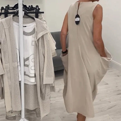 Leire™ | Vestido largo sin mangas con bolsillos y corte relajado