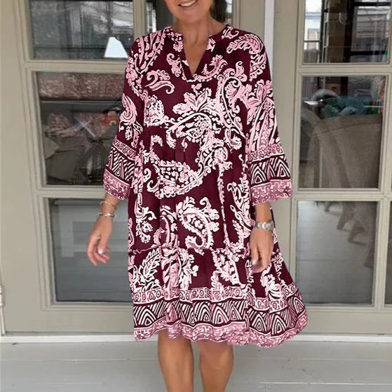 Silvia™ | Vestido holgado con estampado floral y manga tres cuartos