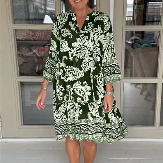 Silvia™ | Vestido holgado con estampado floral y manga tres cuartos
