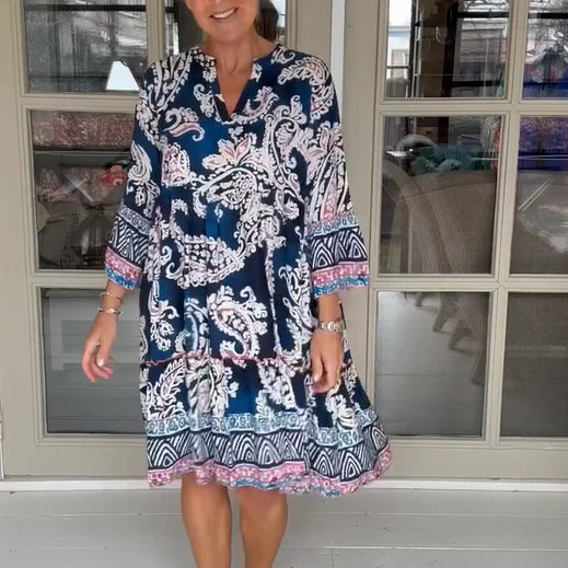 Silvia™ | Vestido holgado con estampado floral y manga tres cuartos