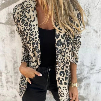 Paola - Blazer con estampado de leopardo para mujer