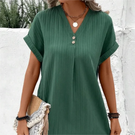 Leira – Vestido Casual con Detalle de Botones y Corte Relajado