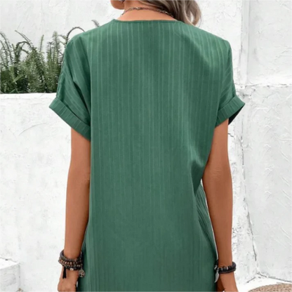 Leira – Vestido Casual con Detalle de Botones y Corte Relajado