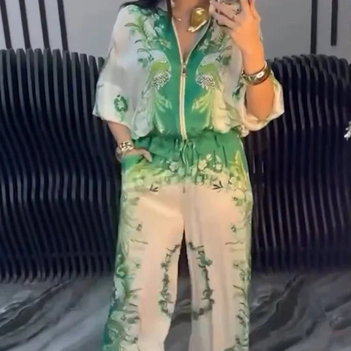 Zaira - Conjunto elegante de dos piezas con cremallera para mujer