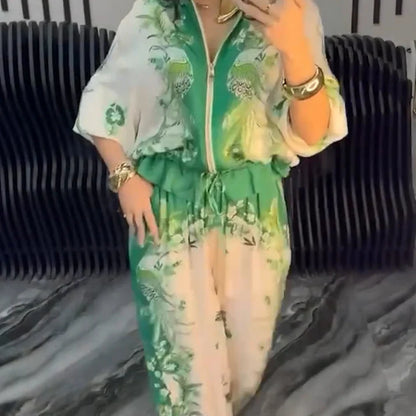 Zaira - Conjunto elegante de dos piezas con cremallera para mujer