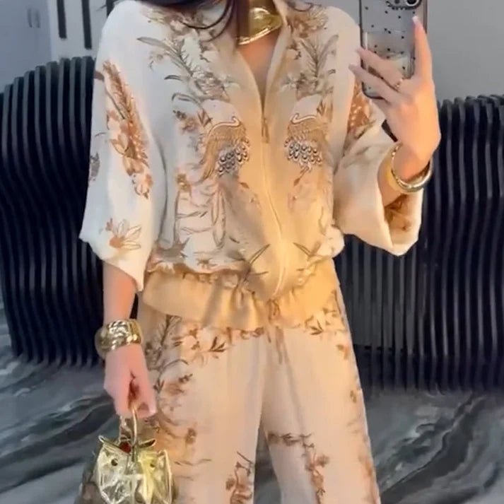 Zaira - Conjunto elegante de dos piezas con cremallera para mujer