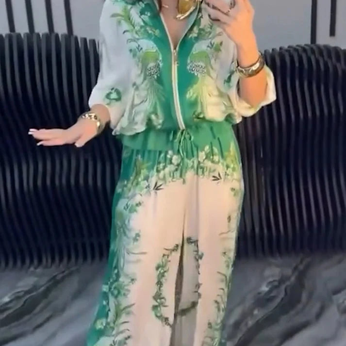 Zaira - Conjunto elegante de dos piezas con cremallera para mujer