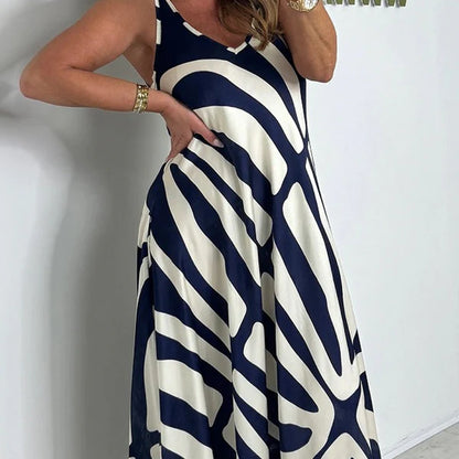 Beatriz - Vestido sin mangas con estampado abstracto y caída elegante