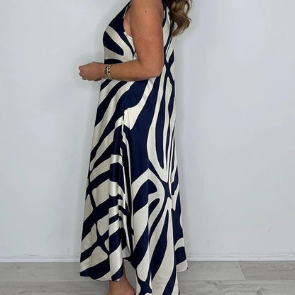 Beatriz - Vestido sin mangas con estampado abstracto y caída elegante