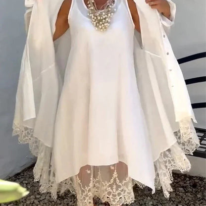 Emma™ | Conjunto bohemio de vestido y cárdigan con encaje delicado