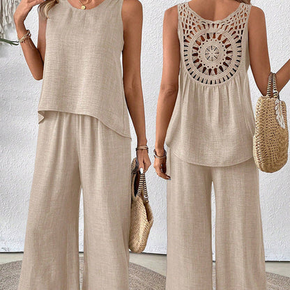 Tania™ | Conjunto con espalda calada y pantalón ancho