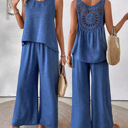 Tania™ | Conjunto con espalda calada y pantalón ancho