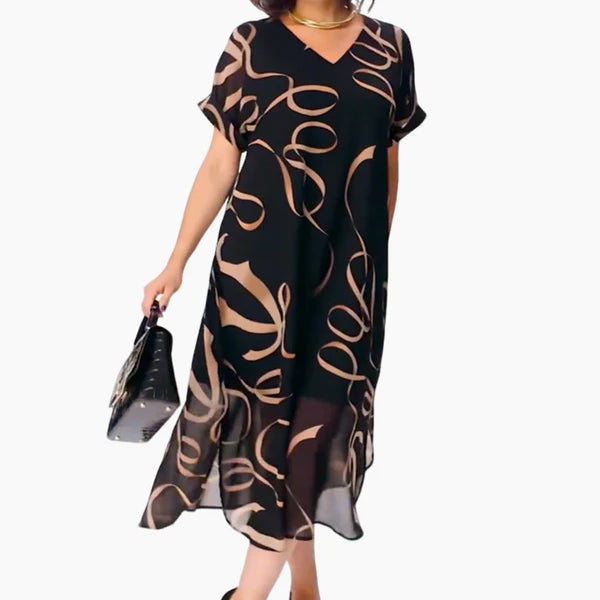 Amaya™ | Vestido midi con estampado artístico