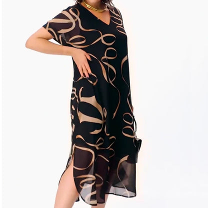 Amaya™ | Vestido midi con estampado artístico