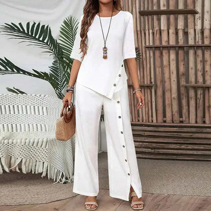 Violeta™ | Conjunto amplio de dos piezas con botones decorativos