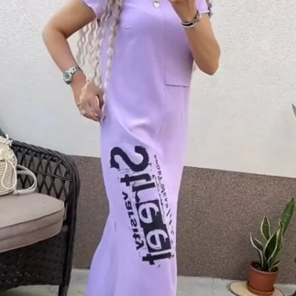 Zahara - Vestido largo urbano con estampado lateral