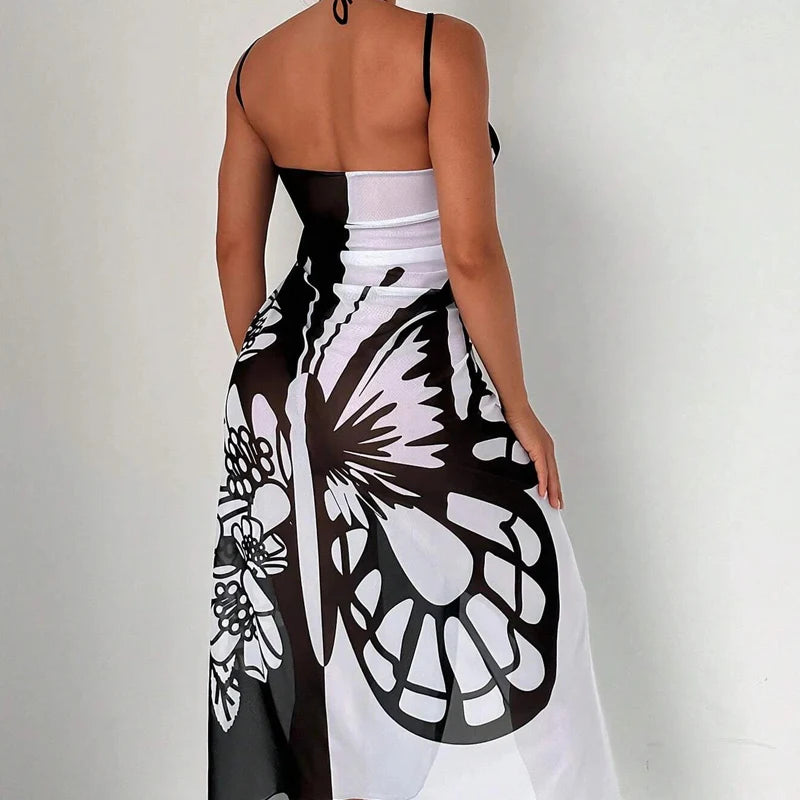 Maia™ | Vestido pareo con estampado de mariposas