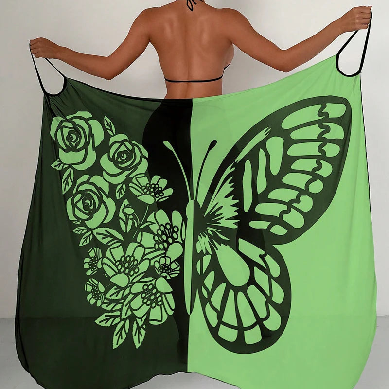 Maia™ | Vestido pareo con estampado de mariposas