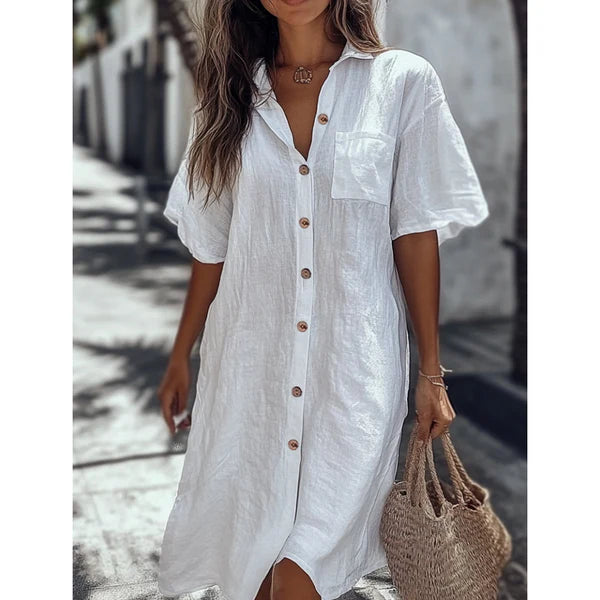 Aurea™ | Vestido camisero fresco con estilo relajado y veraniego