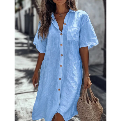 Aurea™ | Vestido camisero fresco con estilo relajado y veraniego