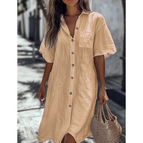 Aurea™ | Vestido camisero fresco con estilo relajado y veraniego