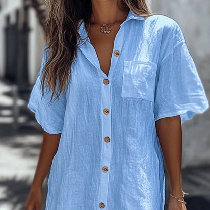 Aurea™ | Vestido camisero fresco con estilo relajado y veraniego