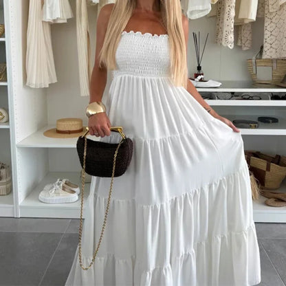 Aria™ | Vestido largo palabra de honor con vuelo y estilo bohemio