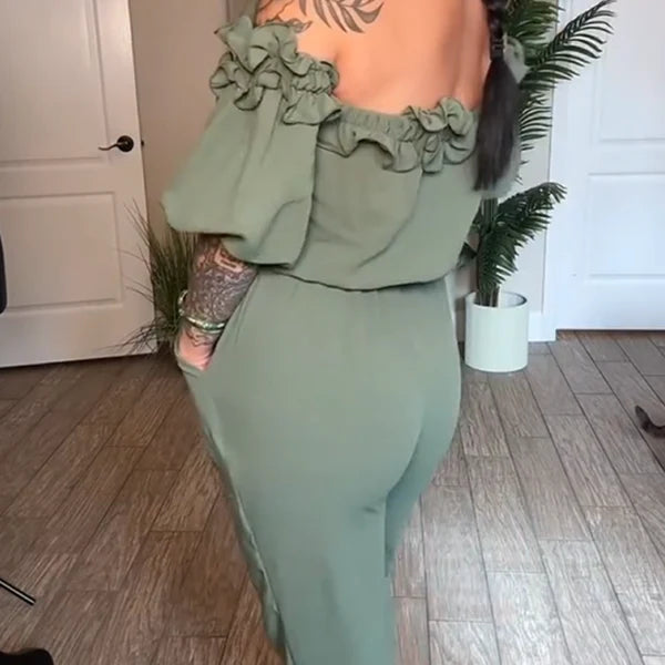 Triana™ | Mono con escote bardot y volantes para un look romántico y moderno