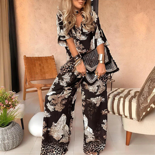 Zoe™ | Conjunto fluido de dos piezas con estampado artístico