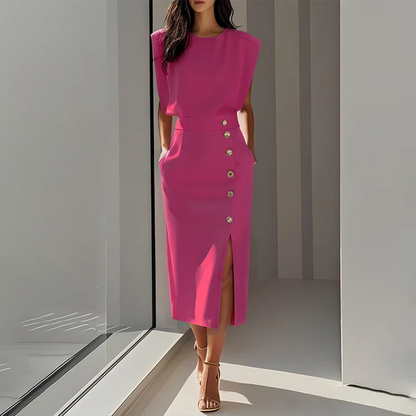 Cairo - Vestido midi elegante con abertura