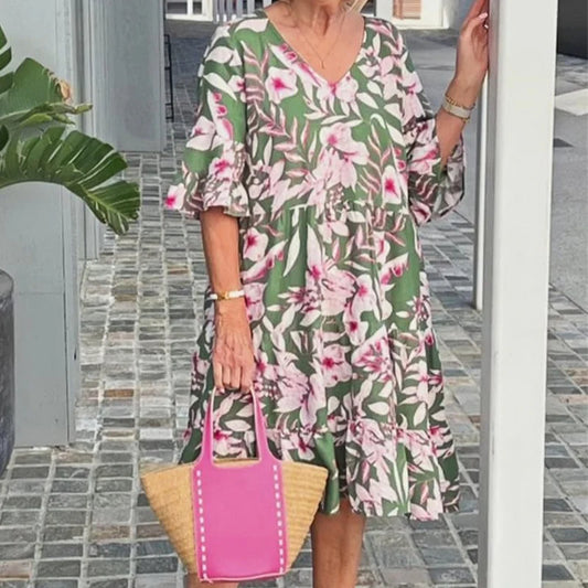 Carolina - Vestido estampado con cuello en V