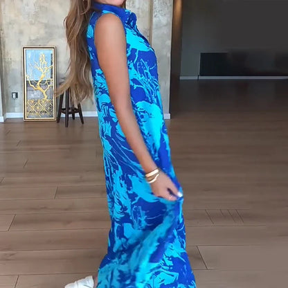 Valentina - Vestido sin mangas con estampado artístico y corte fluido