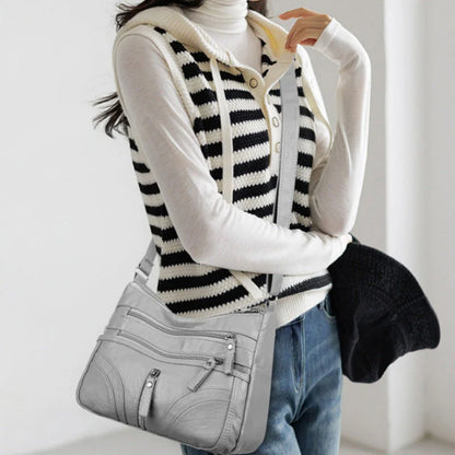 Clara - Bolso bandolera moderno con múltiples cremalleras y correa ajustable