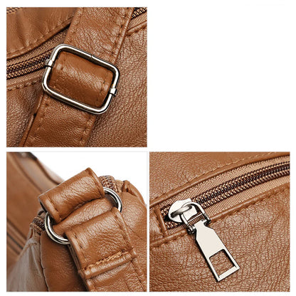 Clara - Bolso bandolera moderno con múltiples cremalleras y correa ajustable