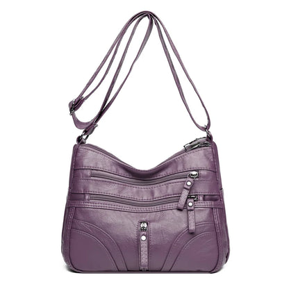 Clara - Bolso bandolera moderno con múltiples cremalleras y correa ajustable