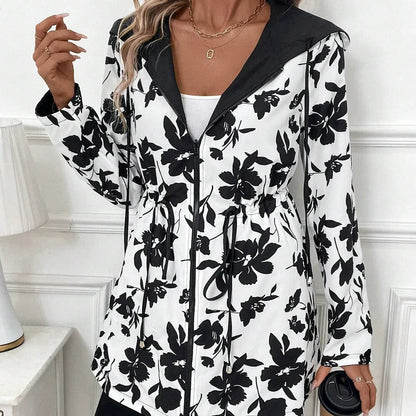 Brenda - Chaqueta reversible con cremallera y capucha ajustable