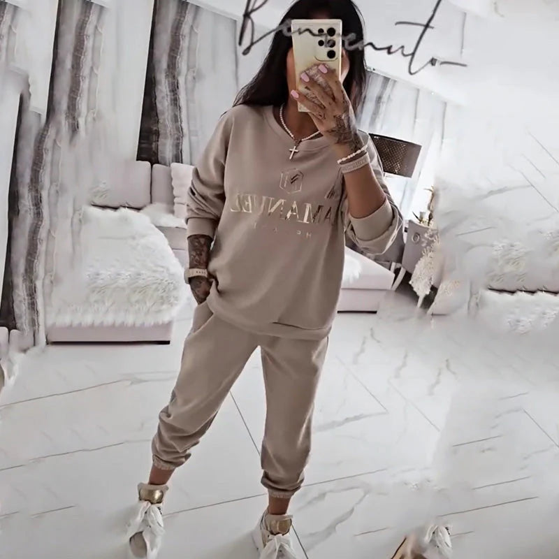 Irina - Conjunto cómodo de dos piezas con estilo moderno