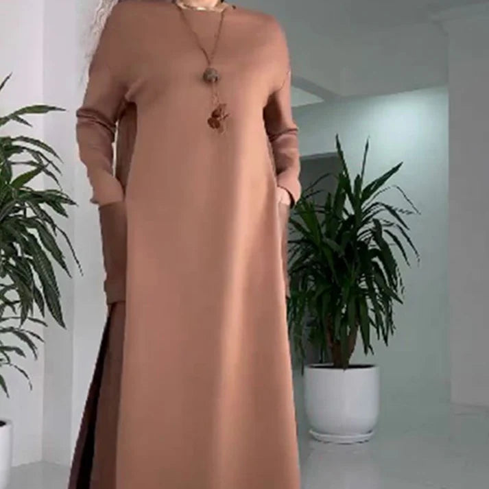 Alba - Vestido holgado con bolsillos y diseño patchwork