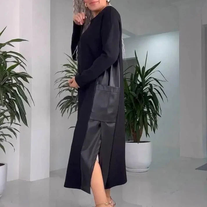 Alba - Vestido holgado con bolsillos y diseño patchwork