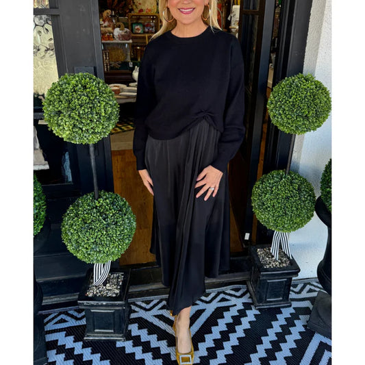 Paula - Conjunto con jersey de nudo y vestido largo