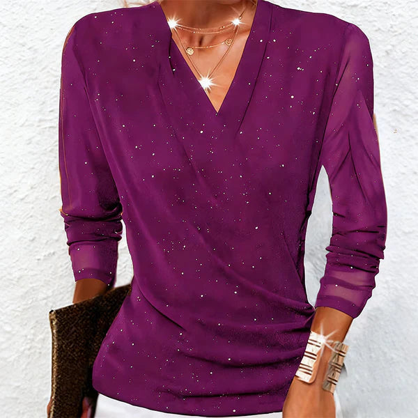 Aria - Blusa cruzada con brillantes