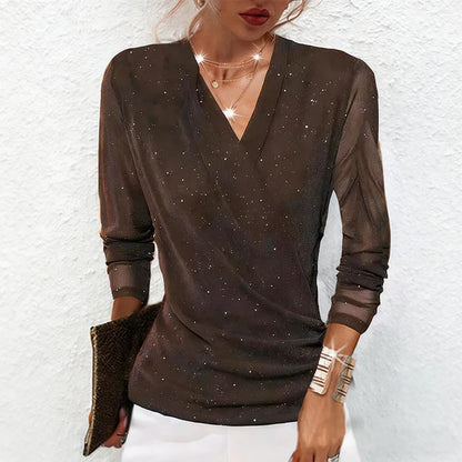 Aria - Blusa cruzada con brillantes