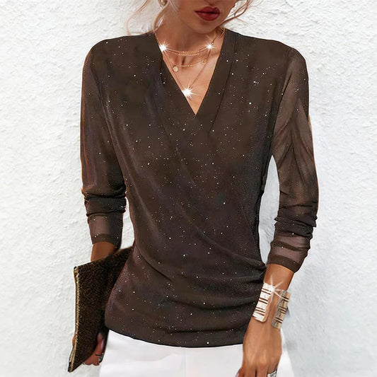 Aria - Blusa cruzada con brillantes